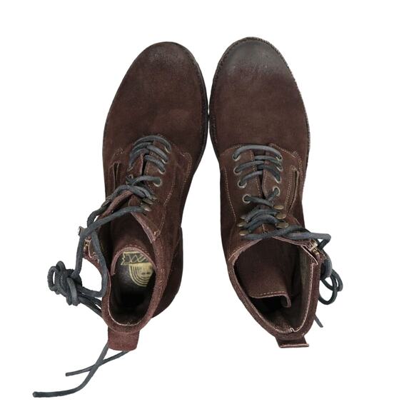 Leather Boots Mens 8 ZZYXX Shoes Biker Hand Crafted Brown Zip Combat Lug Sole main image 5